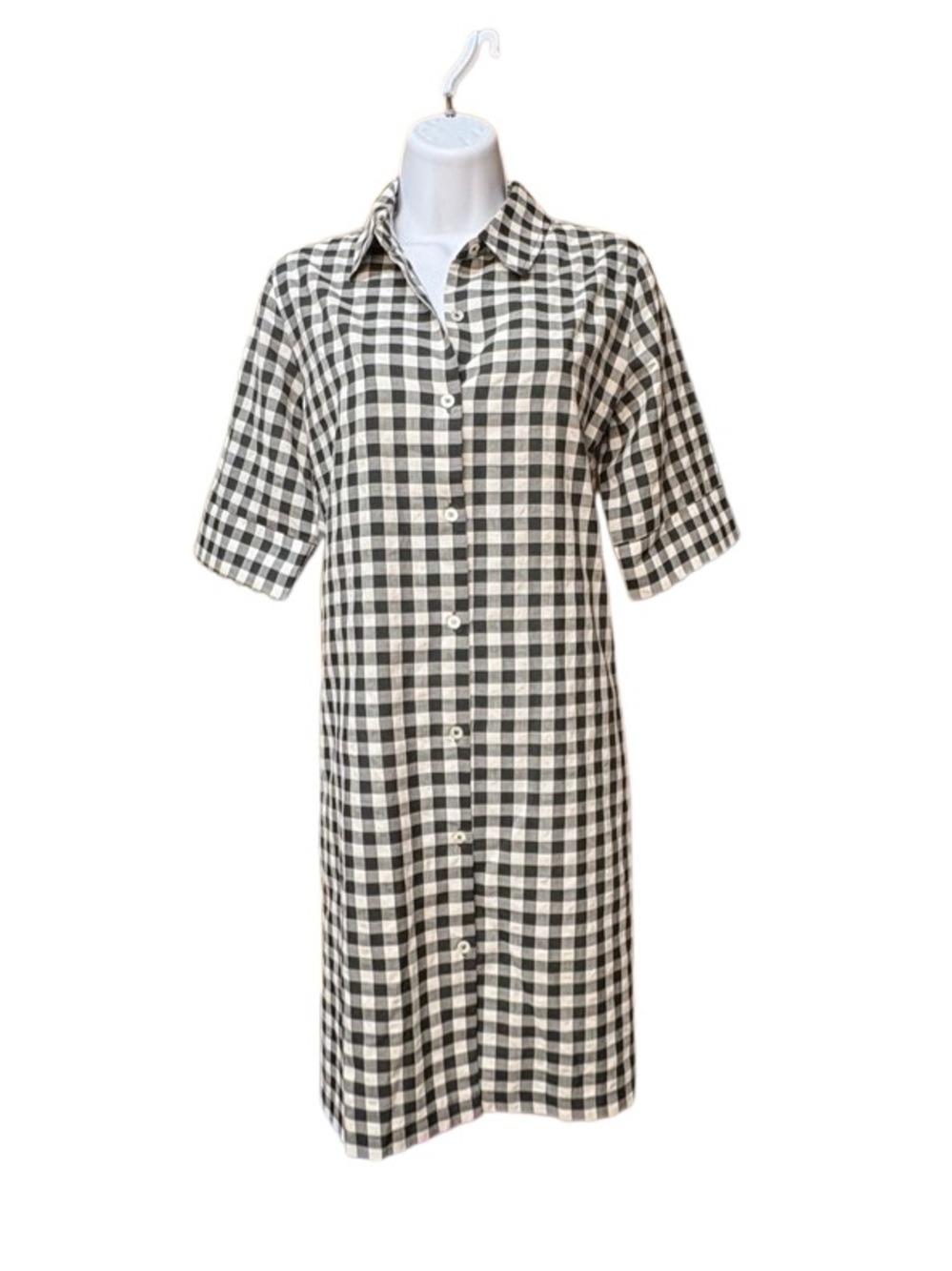 Pomander Place Tuckernuck Black White Gingham Button Front Mini Dress S